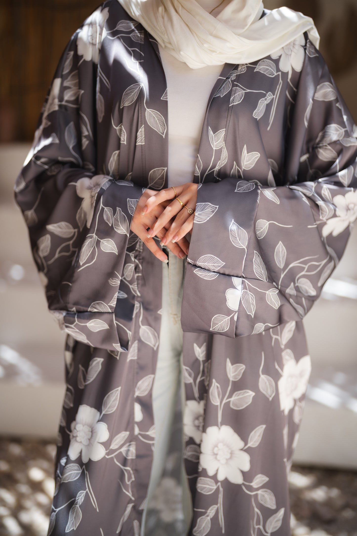 cardigan satin - rose gold leafs