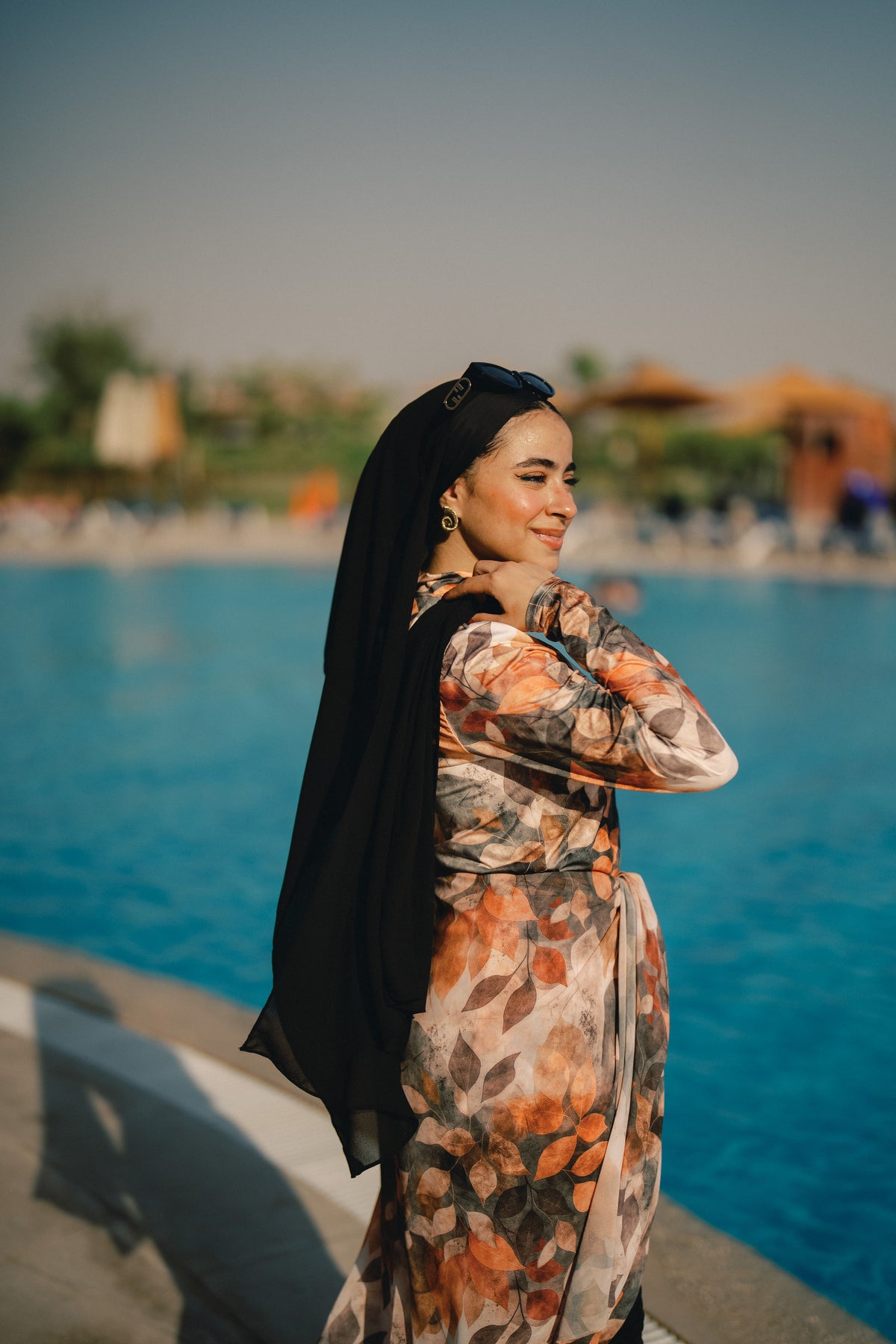 Burkini - orange leaves