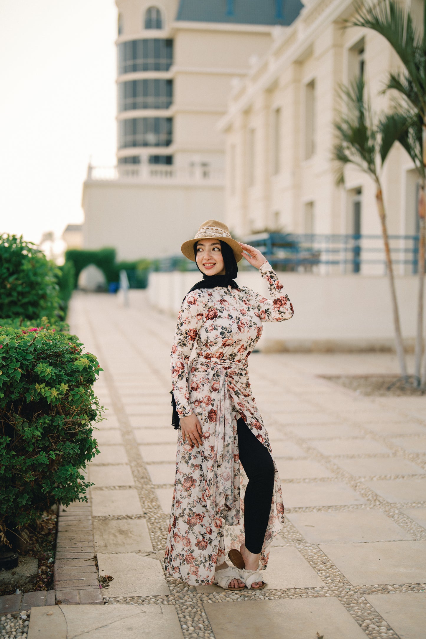 Burkini - white & flowers