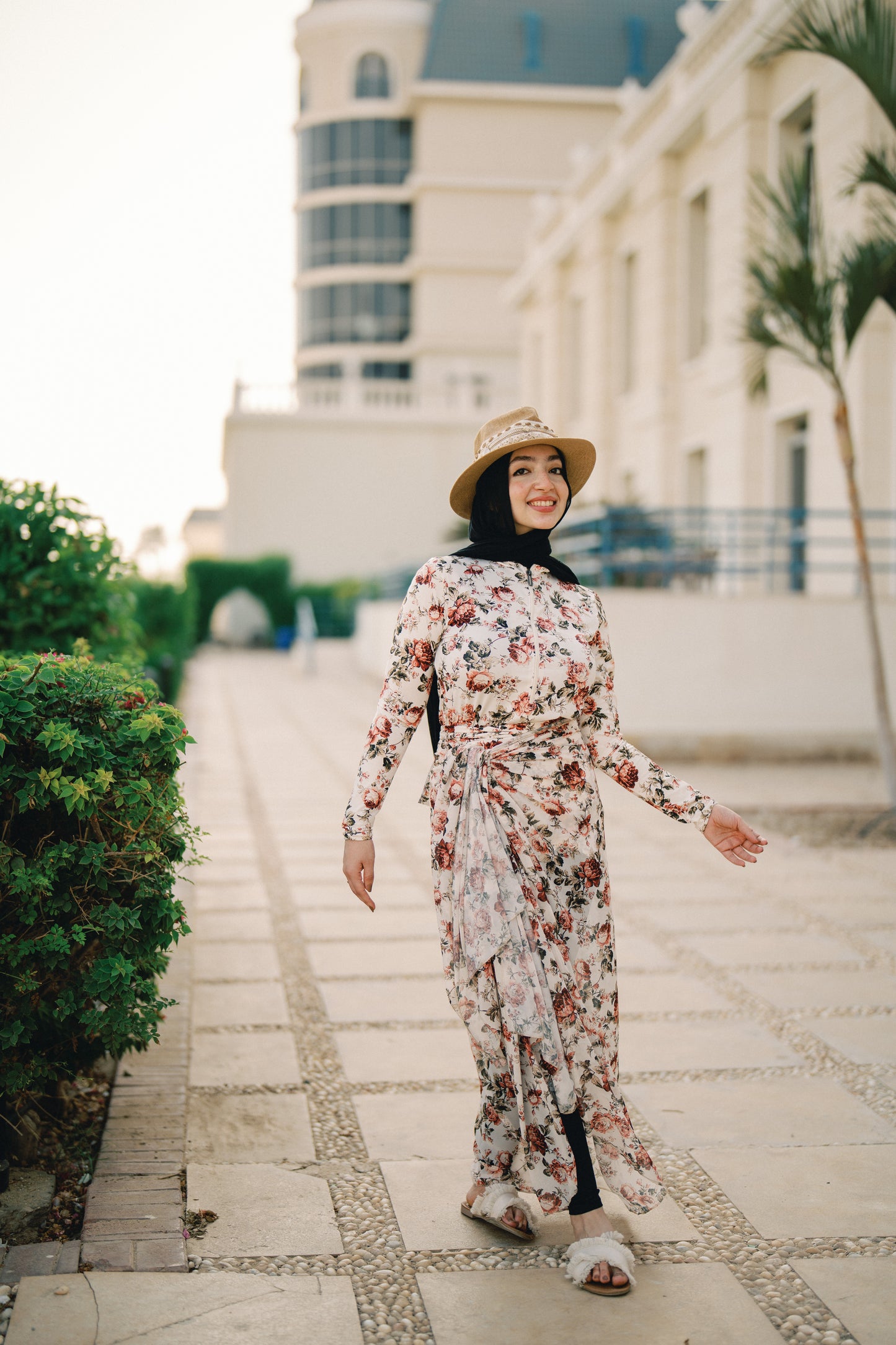 Burkini - white & flowers
