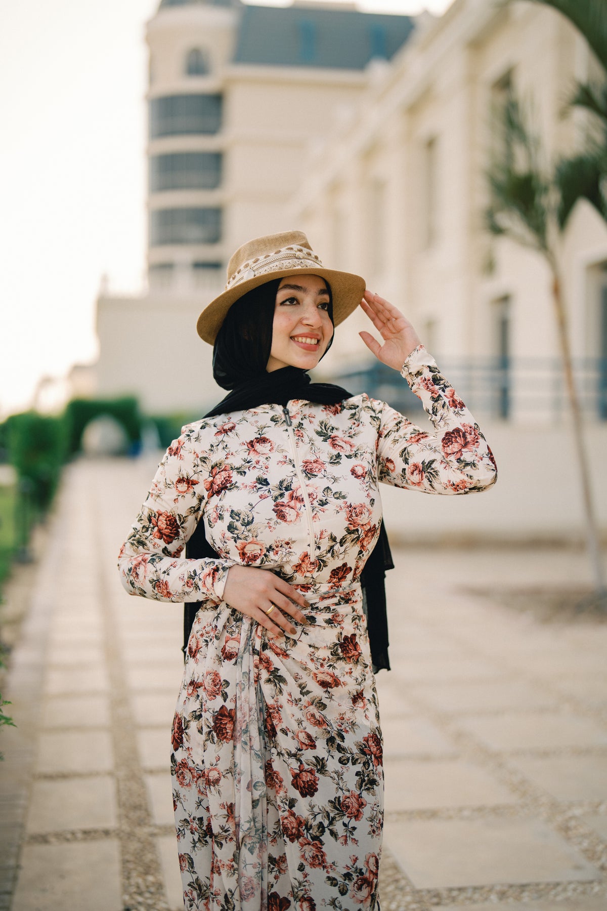 Burkini - white & flowers