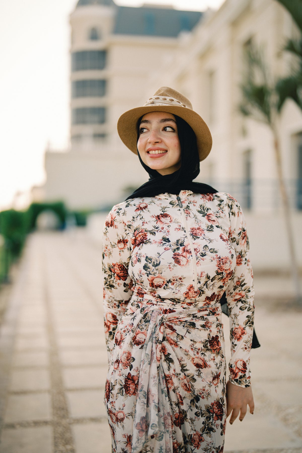 Burkini - white & flowers