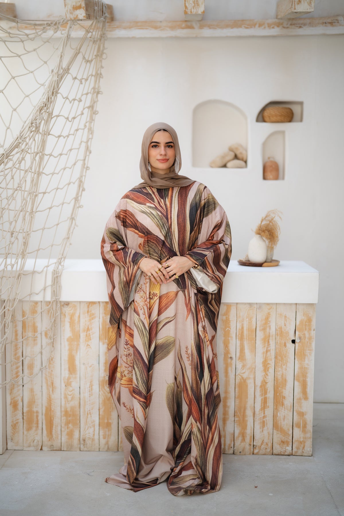 abaya without scarf- fall leaves