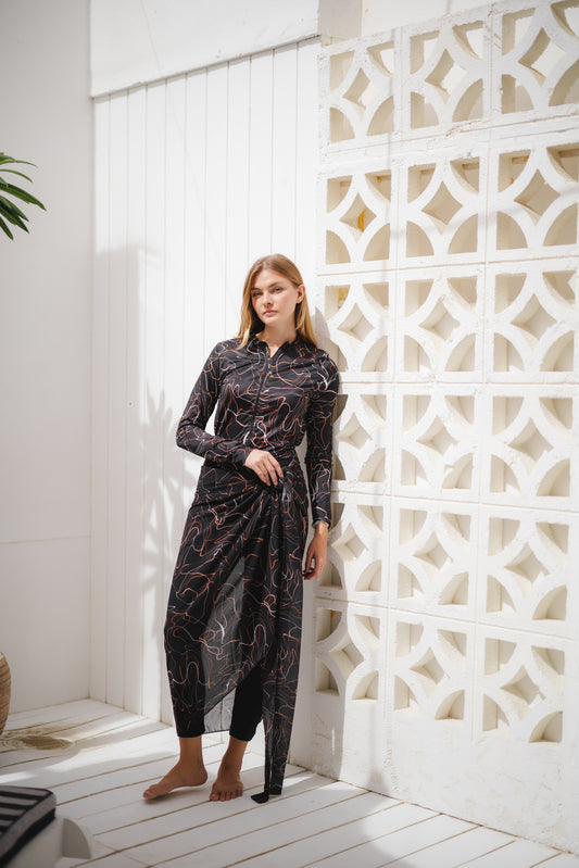 burkini - black neon orange
