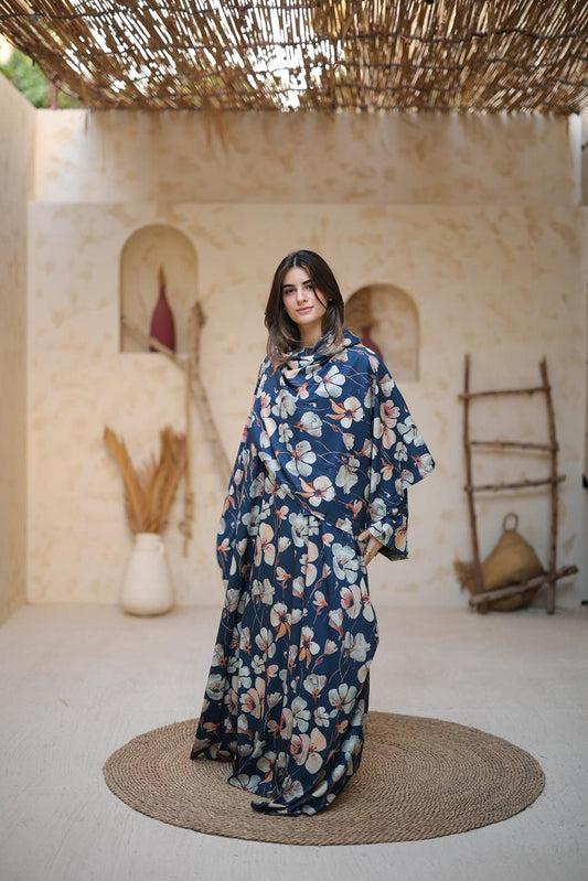 Malhafa soft - dark blue flowers