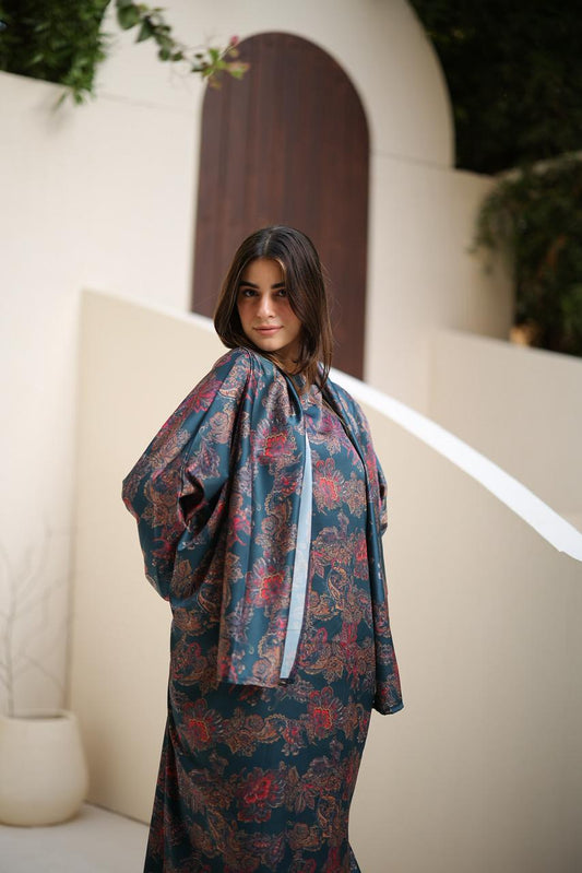 Malhafa satin - blue & rose