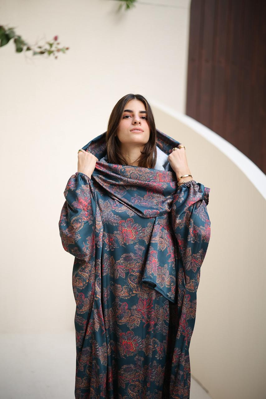 Malhafa satin - blue & rose