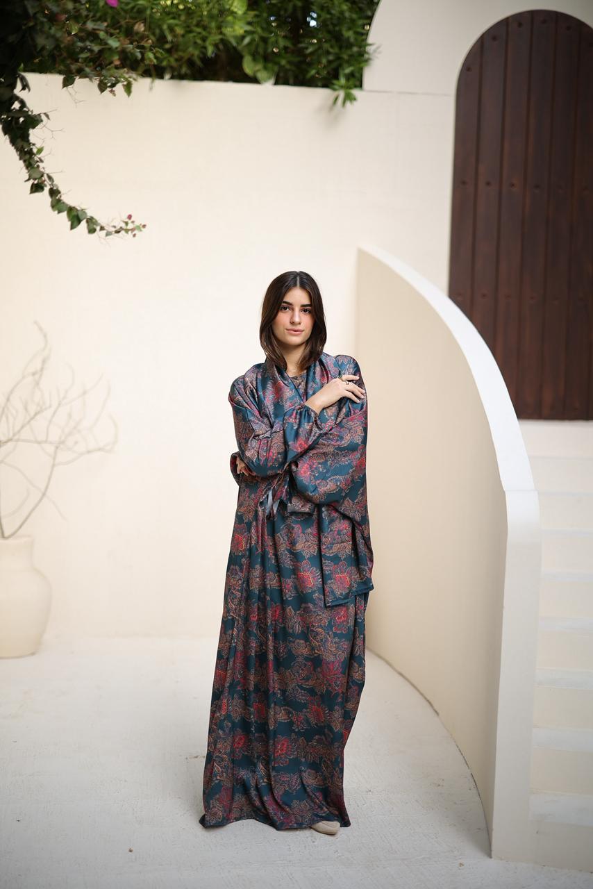 Malhafa satin - blue & rose