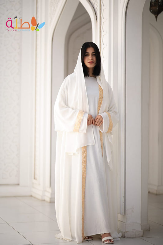Kaftan with basic - white & gold
