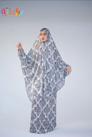 Satin isdal 2 pieces- grey & white