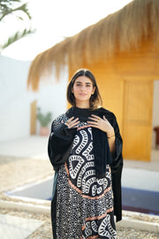 Malhafa — Velvet — Black & white, dotted spiral print