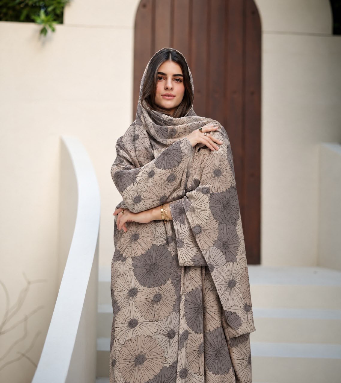 Malhafa — Mabrad — Grey & beige, floral medallion print
