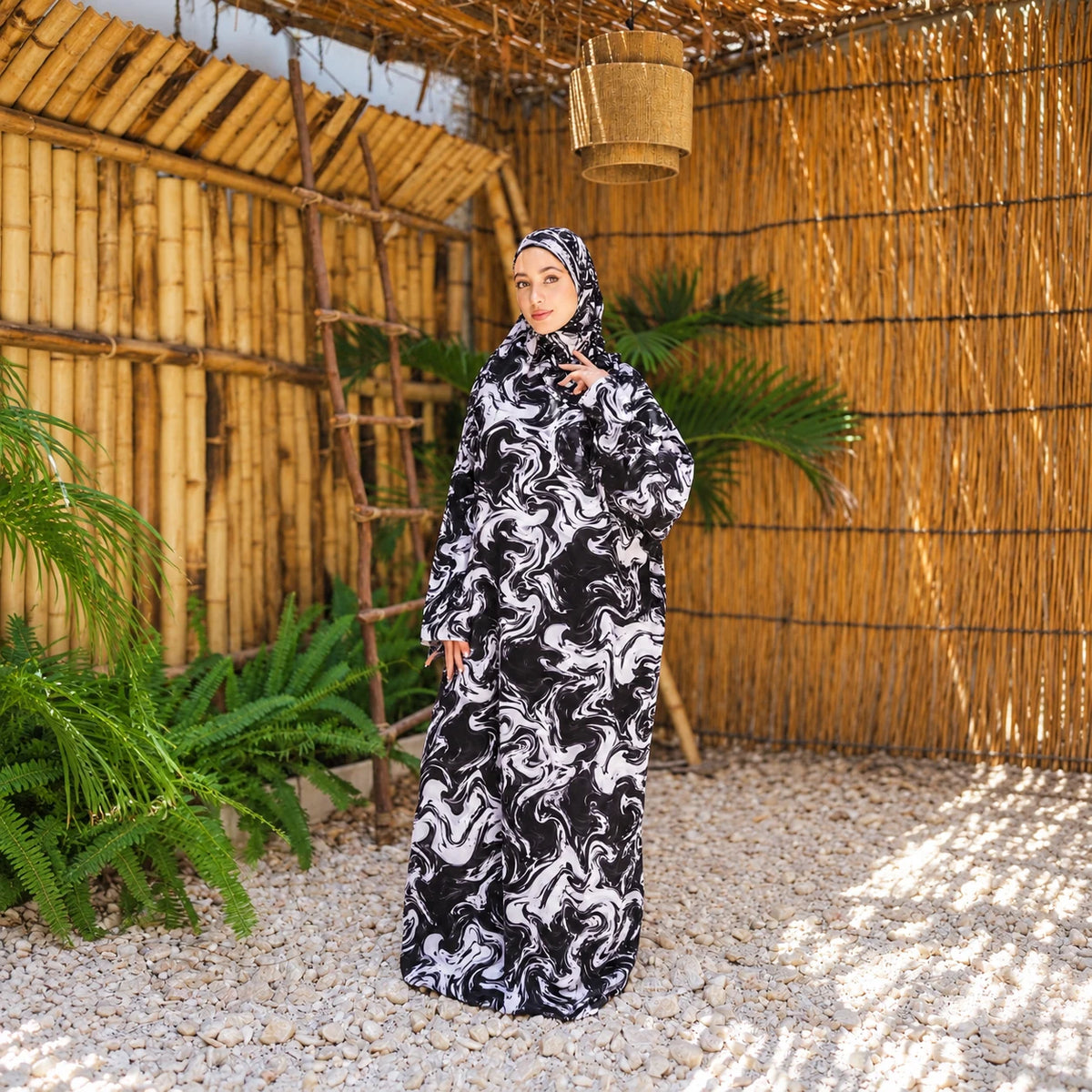 Tallah Isdal — Satin — Black & white, marbled print, gallery photo 2