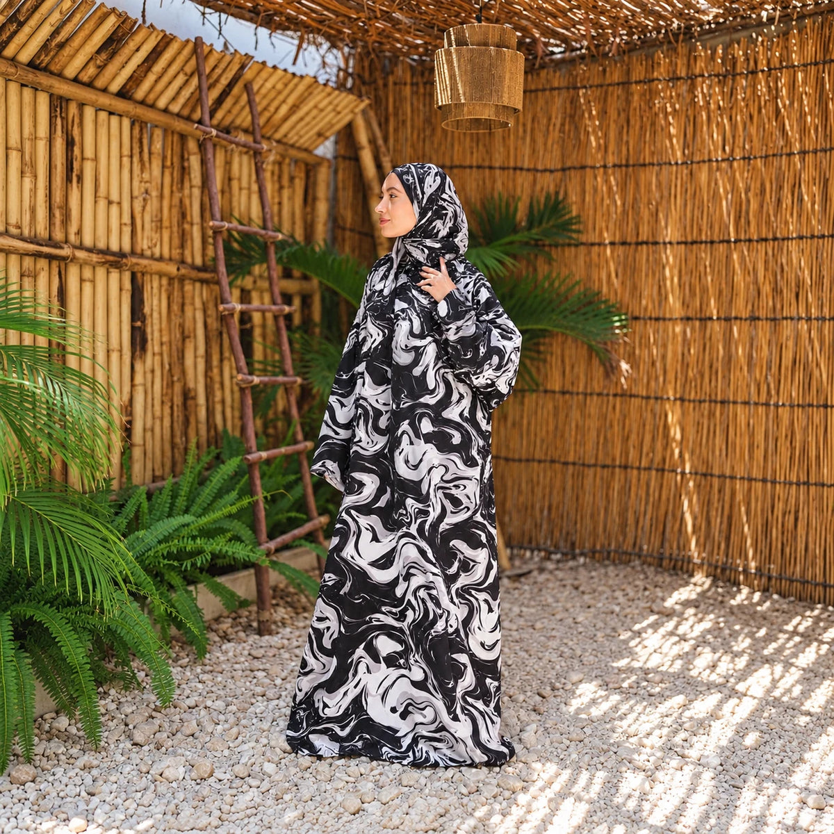 Tallah Isdal — Satin — Black & white, marbled print, gallery photo 3