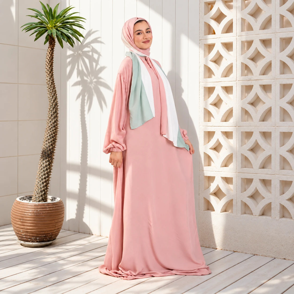 Tallah Isdal — Viscose — Blush pink & mint, colour-block design, gallery photo 2