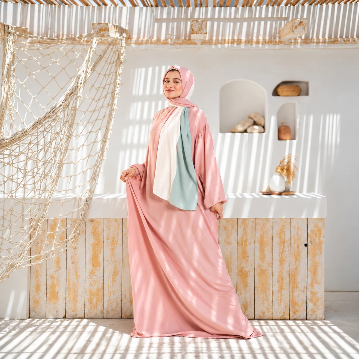 Tallah Isdal — Viscose — Blush pink & mint, colour-block design, gallery photo 3