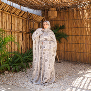 Tallah Isdal, Viscose, Cream & grey, ornamental medallion print, gallery photo 1.