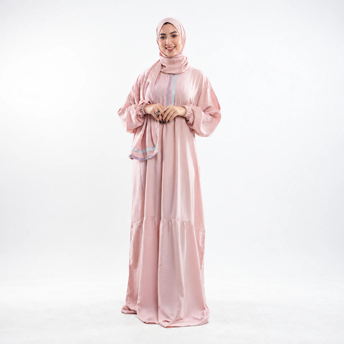Tallah Isdal, Viscose, Dusty pink, tiered trim, gallery photo 2.
