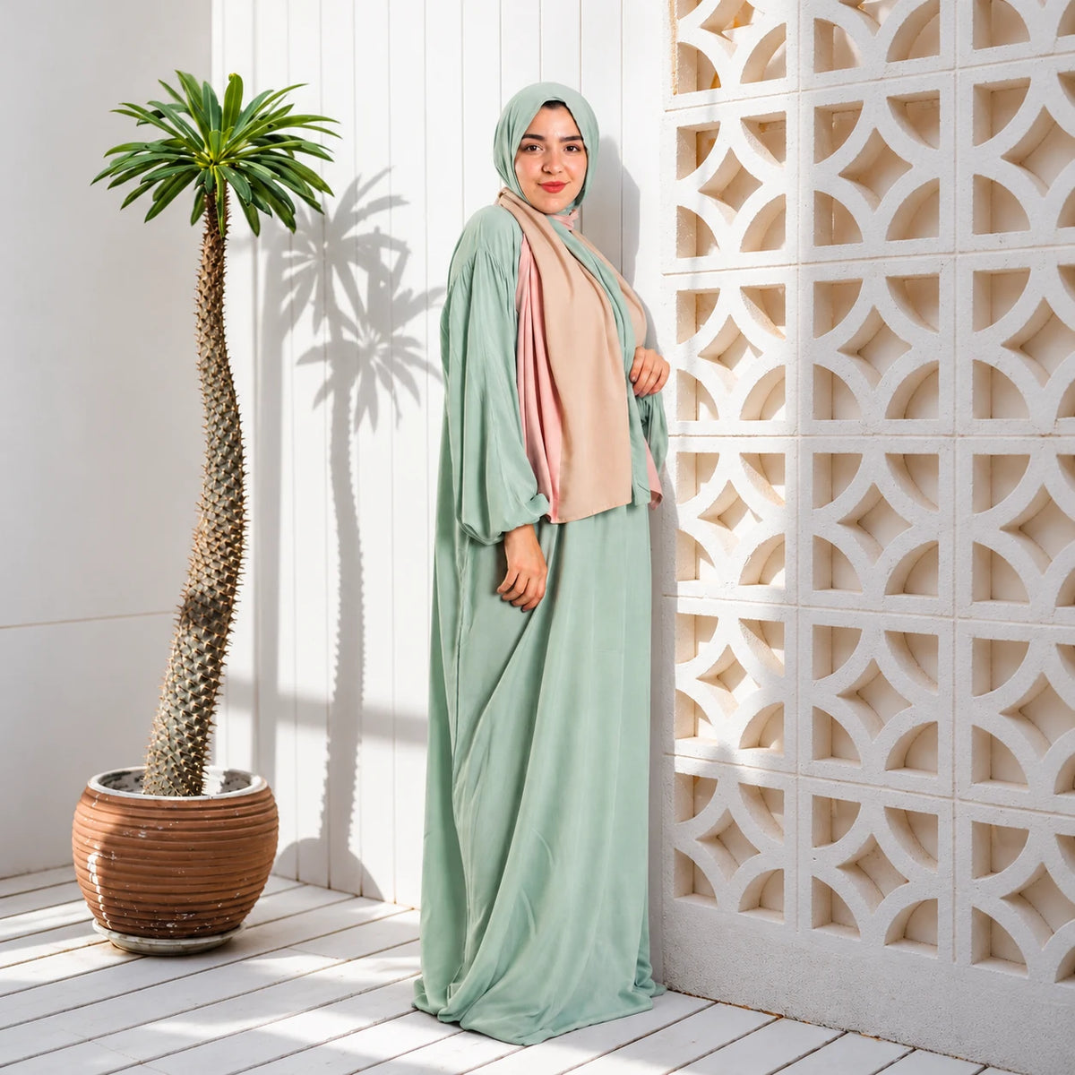 Tallah Isdal — Viscose — Mint & blush pink, colour-block design, gallery photo 3