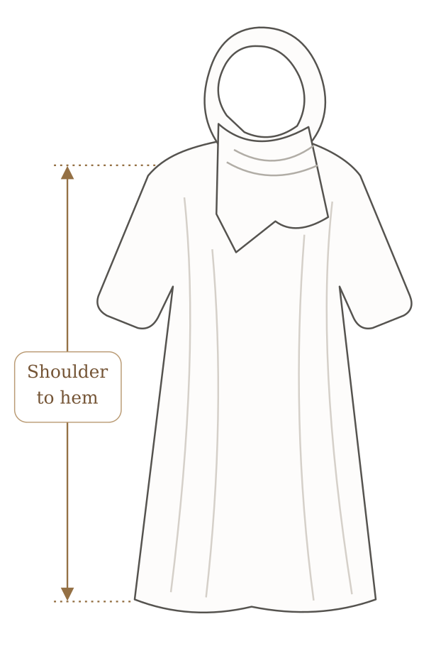 Kids Isdal outline showing how to measure length from shoulder to hem.
