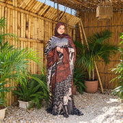 Tallah Malhafa — Satin — Rust & charcoal, mixed animal print, gallery photo 1